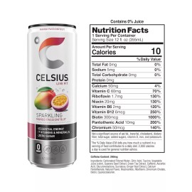 CELSIUS Sparkling Mango Passionfruit Functional Energy Drink 12 Fl (Pack of 12)