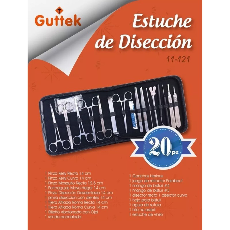 Guttek Estuche Disección Guttek Acero Inoxidable 20 Piezas