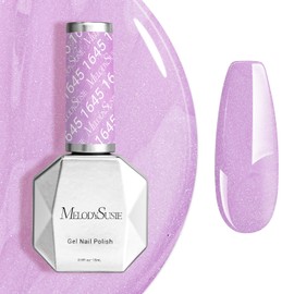 MelodySusie Pastel Purple Shimmer Gel Nail Polish,0.5fl oz Nails Soak Off UV LED Light Purple Glitter Gel Polish Gift for Women Nail Art Manicure Salon DIY Nail Design Decoration at Home-1645