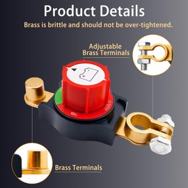 2025 New Top Post Battery Disconnect Switch,12-48V Car Battery Kill Switch,Terminal Blocks are .67in and .83in,Battery Disconnect Switches are Mainly Used in Automobiles, Rvs, Boats, Solar Panels