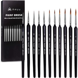 Amyu Paint Brush Face Brush Black Plastic Model Figure Painting Painting Brush Set of 11