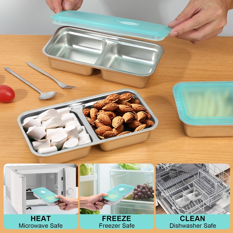 JSHNE 4 Pack Reusable Snack Containers Takeaway with Lids, Snack