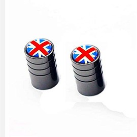 London Craftwork Pair Black Aluminium Valve Caps for Brompton Union Jack