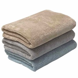Microfiber Bath Towels, Set of 3, Volume, Fluffy, Absorbent, 23.6 x 47.2 inches (60 x 120 cm) (3 Color Set)