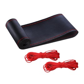 Bittwee Car Steering Wheel Cover, DIY Sewing Steering Wheel Protector, Breathable Anti-Slip Microfiber Leather Stitch On Wrap, Universal for 14.5-15 Inches Most Cars SUVs and Trucks