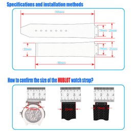 MMBAY Big Bang Rubber 25mm Silicone Watch Bands Replacement Fit for Hublot 19mm*25mm*22mm Big Bang Watch Strap Wirstband with metal buckle For Men and Women (Black Daimond Stripe)