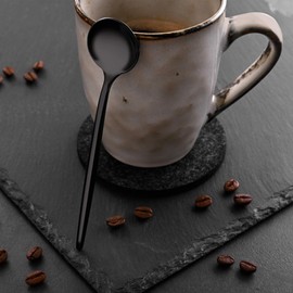GRÄWE Provence Coffee Spoons, Black, Pack of 6, Dishwasher Safe, Dessert Spoon, Coffee Spoon, Stainless Steel Small Spoon