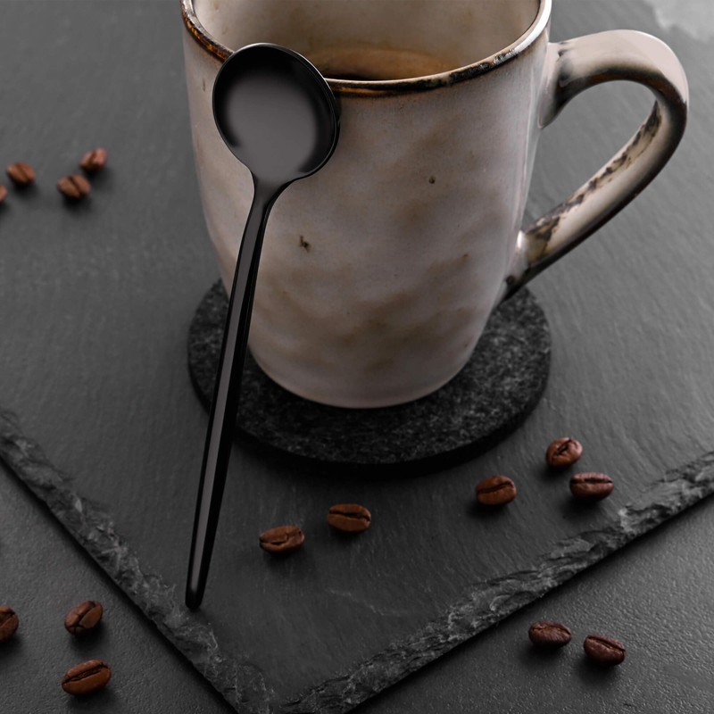 GRÄWE Provence Coffee Spoons, Black, Pack of 6, Dishwasher Safe,
