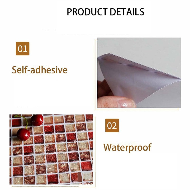 CONPHERON Pack of 20 Tile Stickers for Kitchen and Bathroom