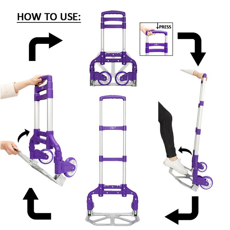 FCH Folding Hand Truck Aluminum Portable Folding Hand Cart 165lbs