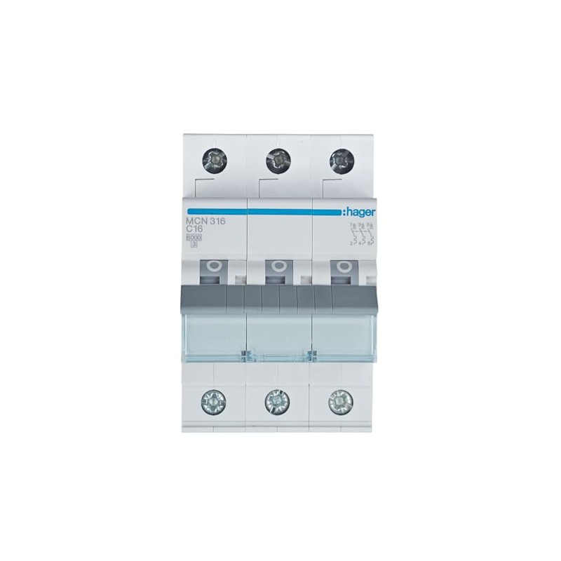 Hager MCN316 Biconnect Circuit Breaker Clamping System Three-Current (3P), Characteristics