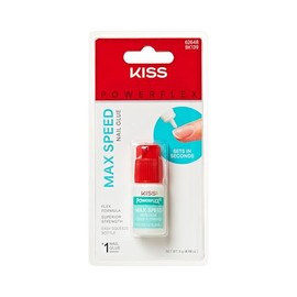 Kiss PowerFlex - Pegamento para uñas de máxima velocidad, adhesivo de secado rápido para uñas adhesivas y reparaciones con aplicador de punta de boqui