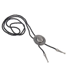 LIANCHI Western Hat Black Bolo Tie for Men and Women,Native American Leather Bolo Tie String (Silver)