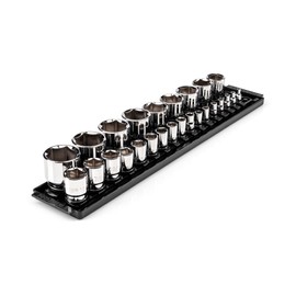 TEKTON 1/4, 3/8, 1/2 Inch Drive 6-Point Socket Set with Rails, 26-Piece (5/32-1-1/2 in.) | SHD99204