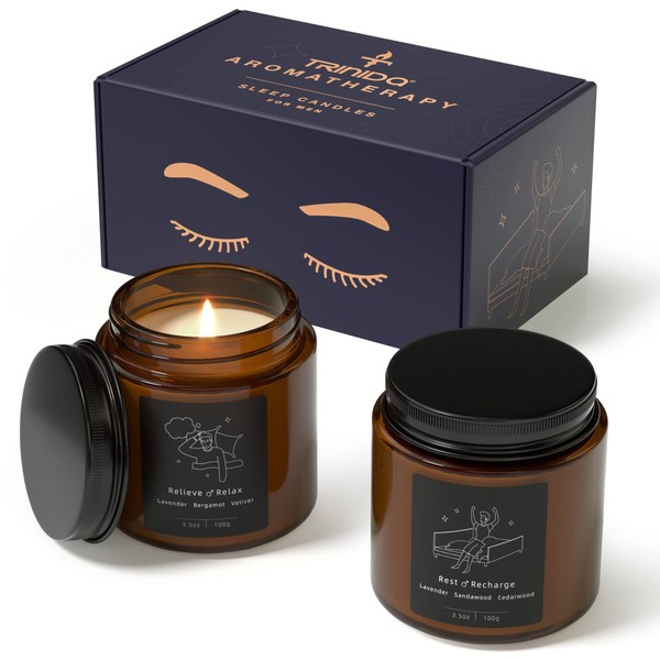 TRINIDa Relax Candles Clearance for Home Scented, Bergamot & Sandalwood, Sleep Candles Gifts for Men, Birthday Candles Gifts for Men
