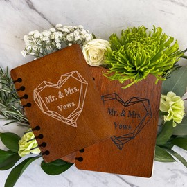 2 PCS Wooden Vow Books, Vow Books for Wedding, His and Hers, Vows Book His and Hers with Unique Design His and Her Vows Book comes in a beautiful box, Vow Books His and Hers, Bridal Shower Gifts.