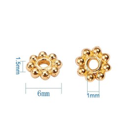 Zsail Spacer Beads 1000pcs Flower Shape Septal Bead Tibetan Alloy Daisy Acrylic Spacers for DIY Bracelet Necklace Jewelry Making Supplies (Gold)