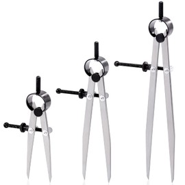 Keadic 3 Pcs 4'' 6'' 8'' Professional Metal Compass Set, Steel Adjustable Lockable Divider Wing Compass, Drafting Compass Tool for Leather Work, Woodworking, Metalworking, Geometry Drawing