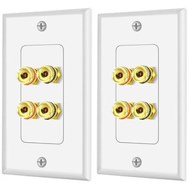 Tunghey 2Pack Gold Plated Speaker Wall Plate With Banana Plug for 2 Speakers