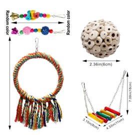 Pet Bird Toys, Parakeet Toys Natural Bird Cage Accessories, Swinging Chewing Hanging Standing Swings Suitable for Budgerigar, Parakeet, Conure, Lovebird, Cockatiel
