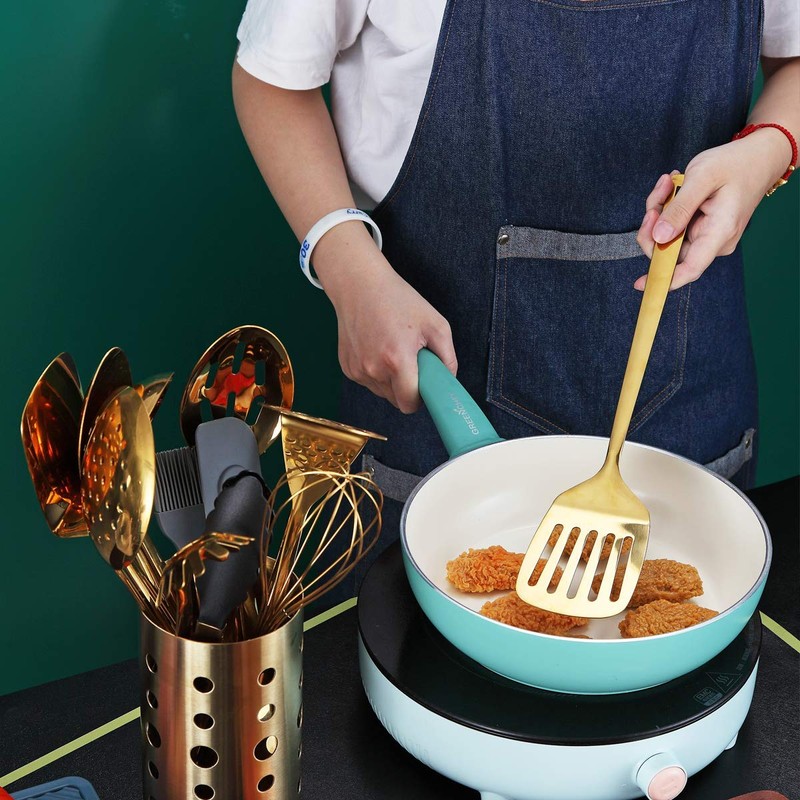 Gold Spatulas, Berglander Slotted Turner Titanium Gold Plating, Metal Spatulas