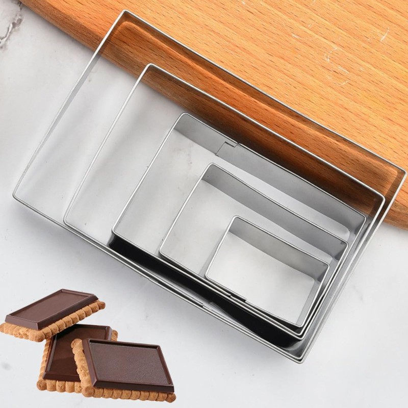 Generic 5 Pcs Rectangle Cookie Cutter Set, Stainless Steel, Rectangle