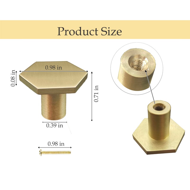 LASAMOLL Solid Brushed Brass Kitchen Cabinet Hardware Modern Handles Knobs