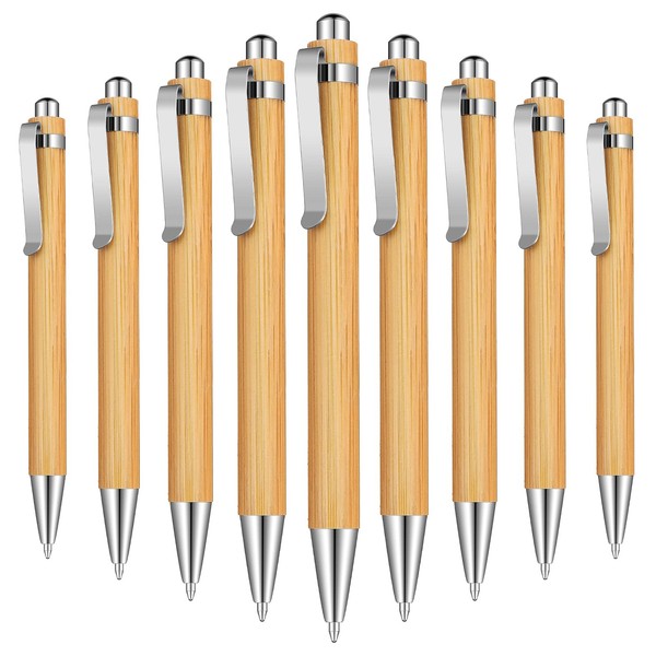 Bamboo Wooden Retractable Ballpoint Pen Black Ink 1 mm Pens