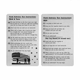 Metal Field Sobriety Test Instruction Cards - Double-Sided Engraved SFST Card for Law Enforcement Officers, Police, Traffic Enforcement Units
