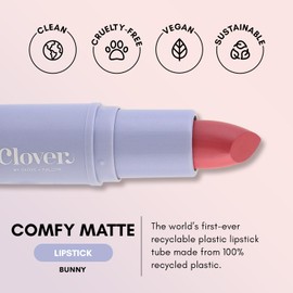 Clover Comfy Matte Lipstick | Non Drying Lipstick, Moisturizing And Lightweight, High Pigmented Lipstick | Cruelty-Free & Vegan Lip Makeup | Shade - Bunny