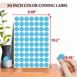 PARLAIM 3/4 Inch Coding Circle Sticker Labels,Pack of 1050 Round Color Code Dot Labels Stickers for Home Office Marking,Organizing(Sky Blue)
