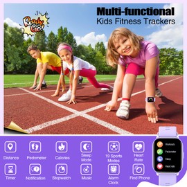 meoonley Kids Watch for Girls Boys with IP68 Waterproof, Girls Watch with 19 Sports Modes, Sleep Tracking, Pedometer, Stopwatch, Kids Activity Tracker, Birthday Gifts for Girls Age 6-15 Years Old