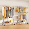 JIEJIERUI Heavy Duty Clothes Rack for Hanging Clothes, Double Rods