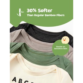 Baby Bodysuits - Soft Viscose Made from Bamboo - Long Sleeve Funny for Boys and Girls -Newborn Infant Toddler Gift Clothes - 4 Pack L-ABCDEF 0-3 Months