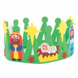 Baker Ross FC296 Nativity Kits-Pack of 3, Christmas Arts and Crafts Projects for Children, Kids Crowns to Decorate and Wear, Assorted