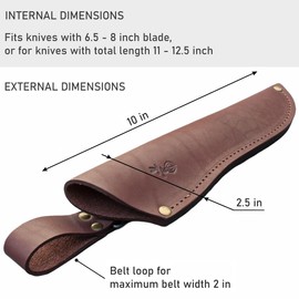 Genuine Leather Belt Knife Sheath for Fixed Blade Knives with 6.5" 7" 8" Inch Blade, Brown Leather Knife Holster Sleeve for Belt, Hunting Camping Bushcraft Knives Sheath V792
