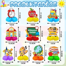 JULMELON First Day of School Decoration, Pack of 10 Colourful First Day of School Table Decoration School Child Honeycomb Centrepieces 2024 Enrolment Table Decoration