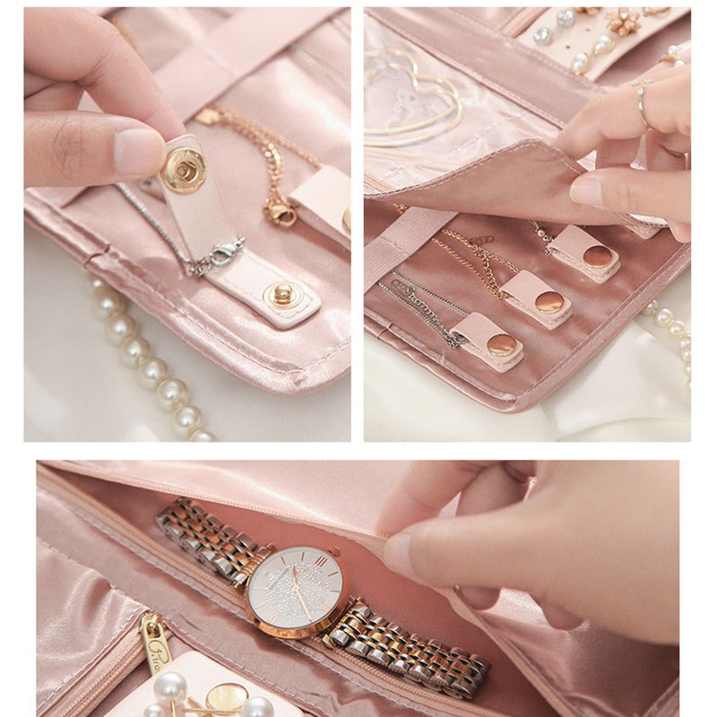 Travel Jewelry Case Foldable Portable Stain Proof Waterproof Gold Pattern