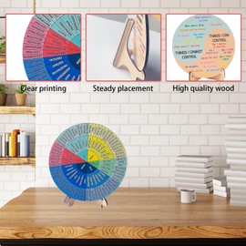 Sgphrzlt Wooden Feelings Wheel Double-Sided with Stand, 7.9 Inch Emotions Wheel Chart for Mental Health & Counseling -Therapy Office Desk Decor for Therapists, Social Workers, Counselors, Home Use