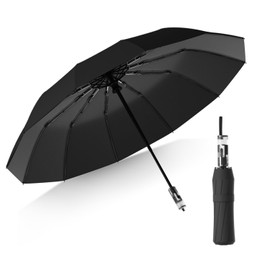 12 Ribs Reinforced Large Umbrella, Folding Umbrella, One-touch Automatic Opening/Closing Umbrella, For Heavy Rain, Strong Winds, Large Size, Men's One-Touch Automatic Opening/Closing Folding Umbrella
