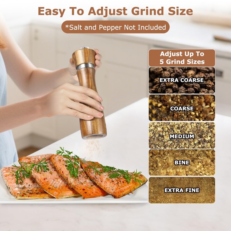 2 Pack Acacia Wood Salt and Pepper Grinder Set –