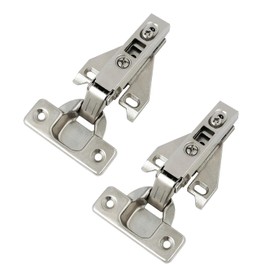 Probrico 1 Pair（2 Pack） Kitchen Cabinet Hinges for Face Frame Cabinet, Concealed Cabinet Hinges Brushed Satin Nickel with Mounting Screws