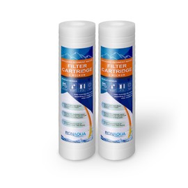Grooved Sediment Water Filter Cartridge by Ronaqua 10"x 2.5", Four Layers of Filtration, Removes Sand, Dirt, Silt, Rust, made from Polypropylene (2 Pack, 1 Micron)