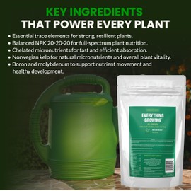 Humboldts Secret Everything Growing 20-20-20 Fertilizer | All Purpose Water Soluble Plant Food | Balanced NPK with Norwegian Kelp | for Lawns Gardens, Vegetables, Flowers & Indoor Plants | 2 lb