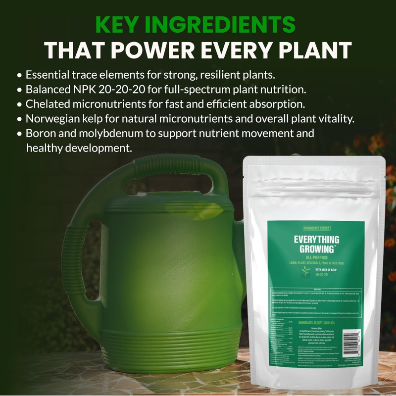 Humboldts Secret Everything Growing 20-20-20 Fertilizer | All Purpose Water