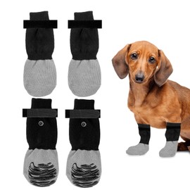 Anti Slip Dog Paw Protector Socks 2 Pairs Paws Stop Licking Protection for Injured Paws Pet Grip Boots Shoes Adjustable Strap Cat Slippers for Senior Dogs Indoor Outdoor Hardwood Floor Walking (S)