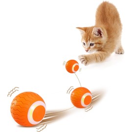 Cat Toys Interactive Spinning Ball, Automatic Rolling Smart for Cats Training, with Flashing LED Lights, and it’s USB Rechargeable. Food Grade Silicone Material. Blue