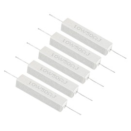 PATIKIL 5Pcs 50 Ohm Resistors, 10W Ceramic Cement Resistor Power Cement Resistor Kit Tolerance 5% for Power Adapters Audio Computer TV Circuit Board