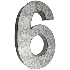 20" Metal Number 6 (Six) Wall Decor, Silver with Rusted Edges, Galvanized Wall Mountable Decoration for Country, Mid-Century, or Farmhouse Themed Room or Event - SciencePurchase