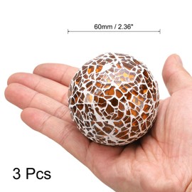Sourcing Map Decorative Glass Balls - 3 Pcs, 2.36 Inch Orbs, Brown Centerpiece Balls for Decor, Bowls, Vases, Dining Table, Party